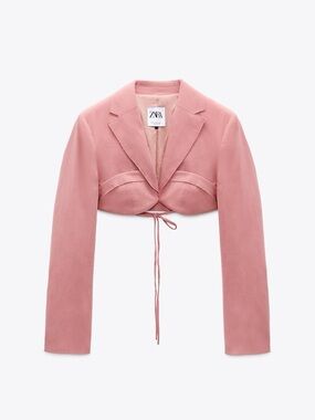 Zara Dusty Pink Cropped Blazer Spring Summer Vacation Travel